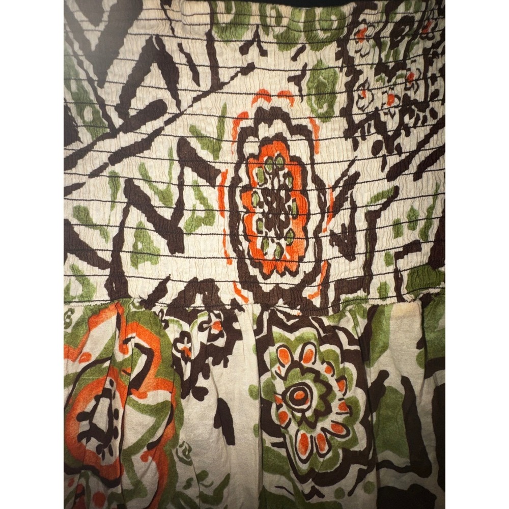 Vtg Y2K Dolled Up by F.A.N.G Sz M Smocked Tube Top Floral Beaded Boho Hippie - Picture 2 of 10